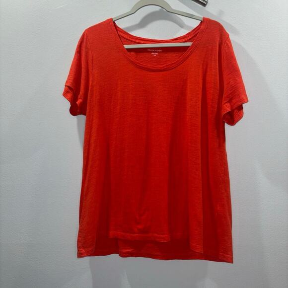 Eileen Fisher 100% Organic Cotton Scoop Neck Tee – Orange – Size Medium - Picture 4 of 11